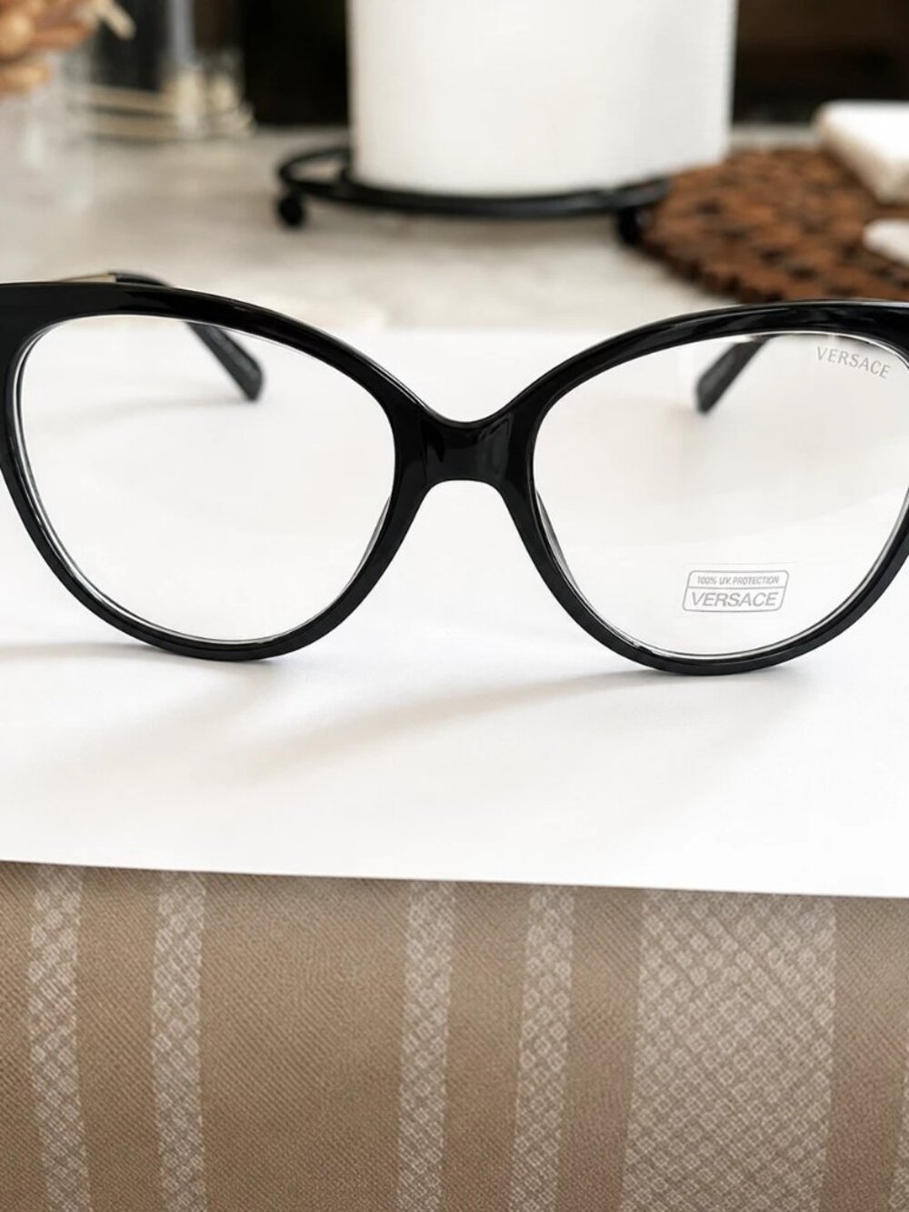 Versace Cat Eye Frame (Authentic with Authenticity Card) 55,18,140, Black & Gold - Picture 2 of 7